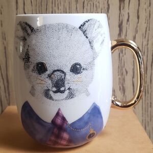 Pier 1 Imports Koala Bear Book Club Coffee Mug Fine China Gold Handle 20 fl oz